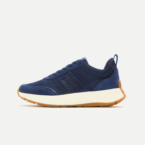 F-MODE Flow Crystal Denim/Suede Trainers Denim Image