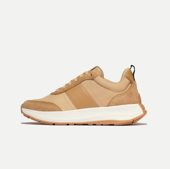 F-MODE Flow Fabric/Suede/Leather Sneakers Camel Brown Image