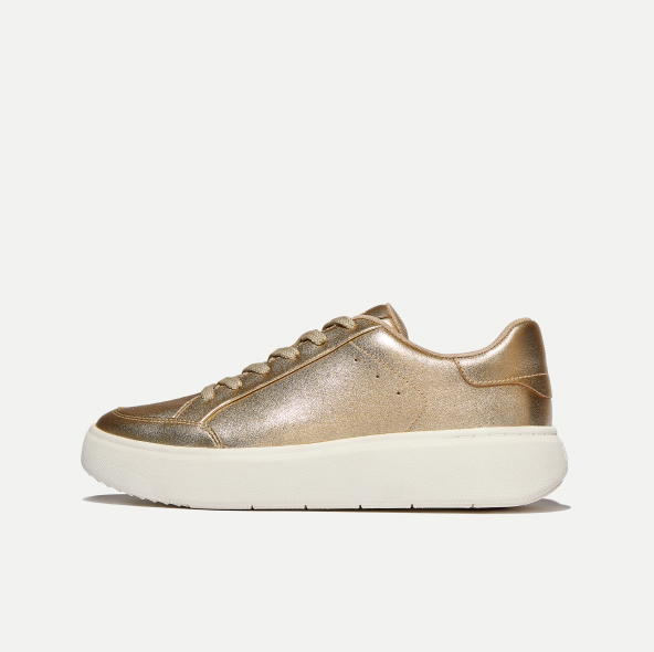 RTG Metallic-Leather Trainers Platino