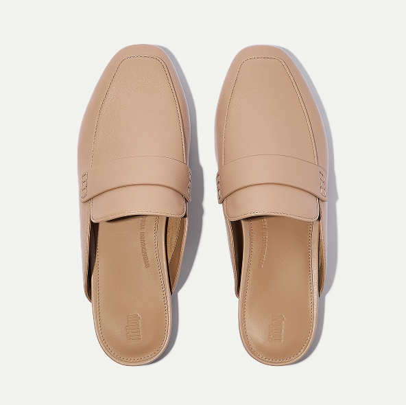 DELICATO Soft Leather Mules Classic Beige