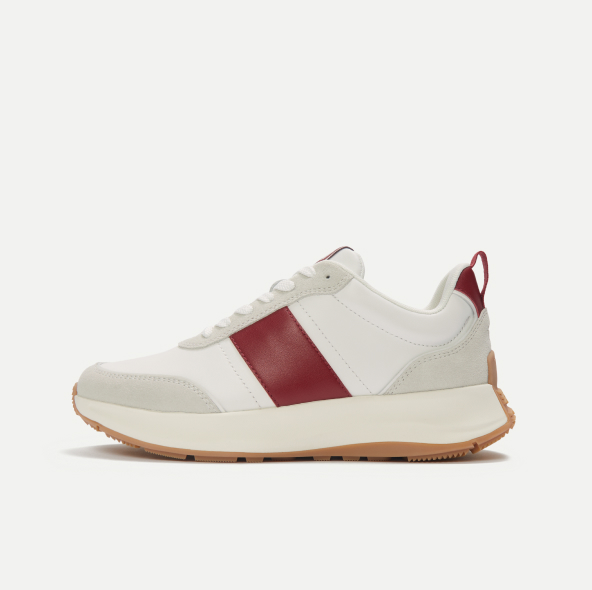 F-MODE Flow Fabric/Suede/Leather Flatform Trainers White/Berry