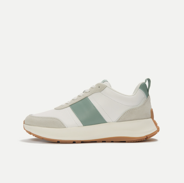 F-MODE Flow Fabric/Suede/Leather Flatform Trainers White/Seal