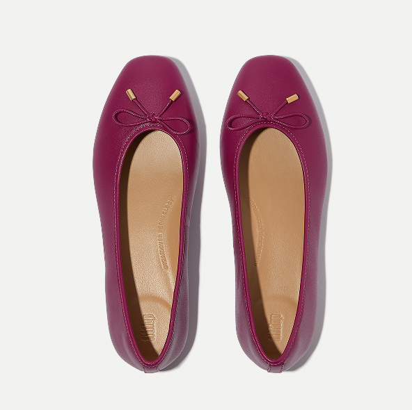 DELICATO Bow Soft Leather Ballerinas Ruby Image
