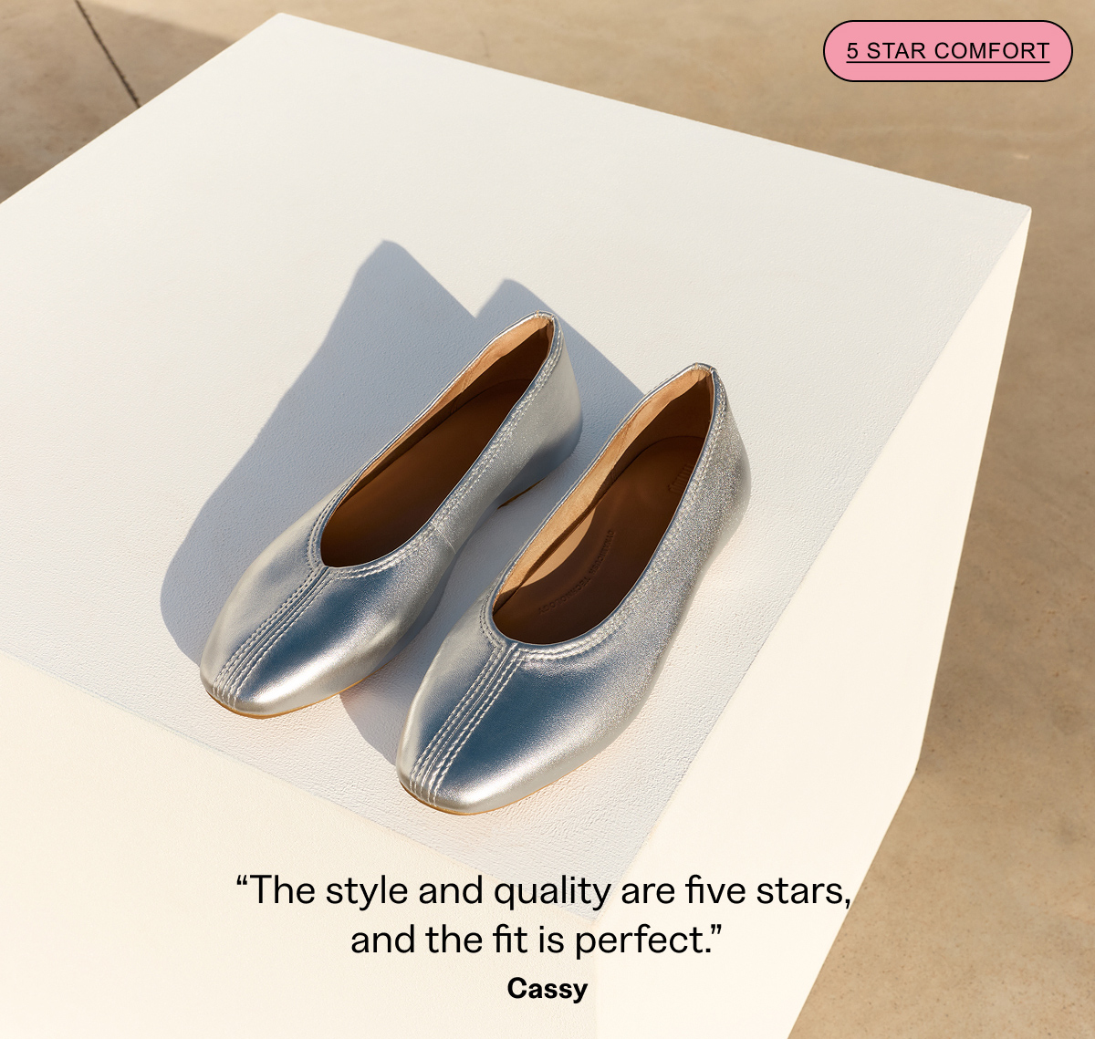 DELICATO High-Cut Metallic Soft-Leather Ballerinas Silver