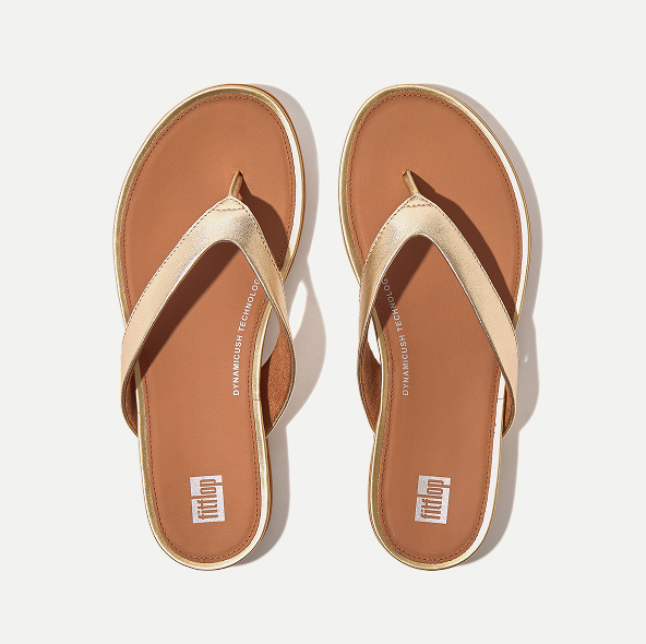 GRACIE Metallic Leather Flip-Flops Platino Image