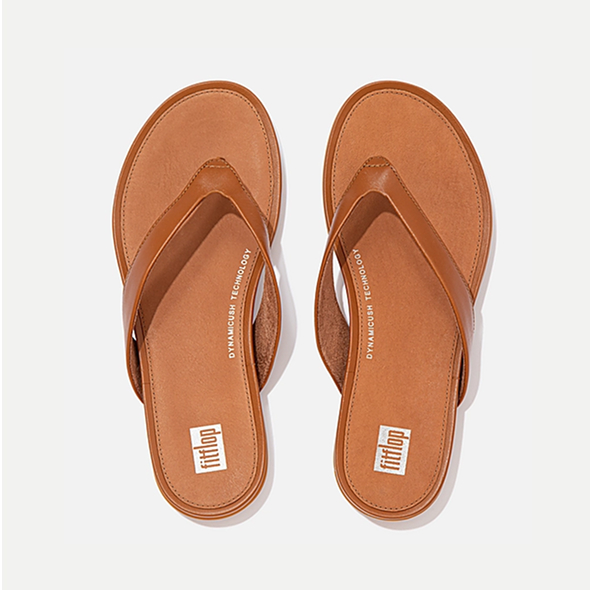 GRACIE Leather Flip-Flops Light Tan Image