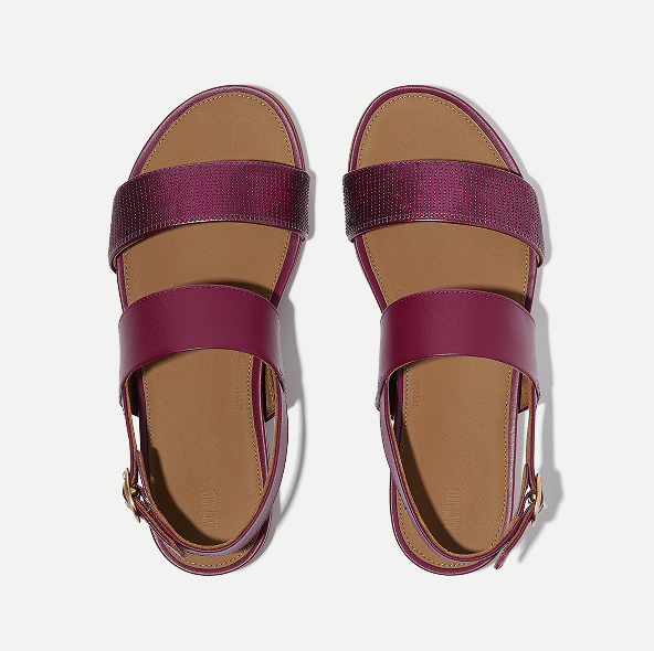 GRACIE Sequin Leather Back-Strap Sandals Ruby Image