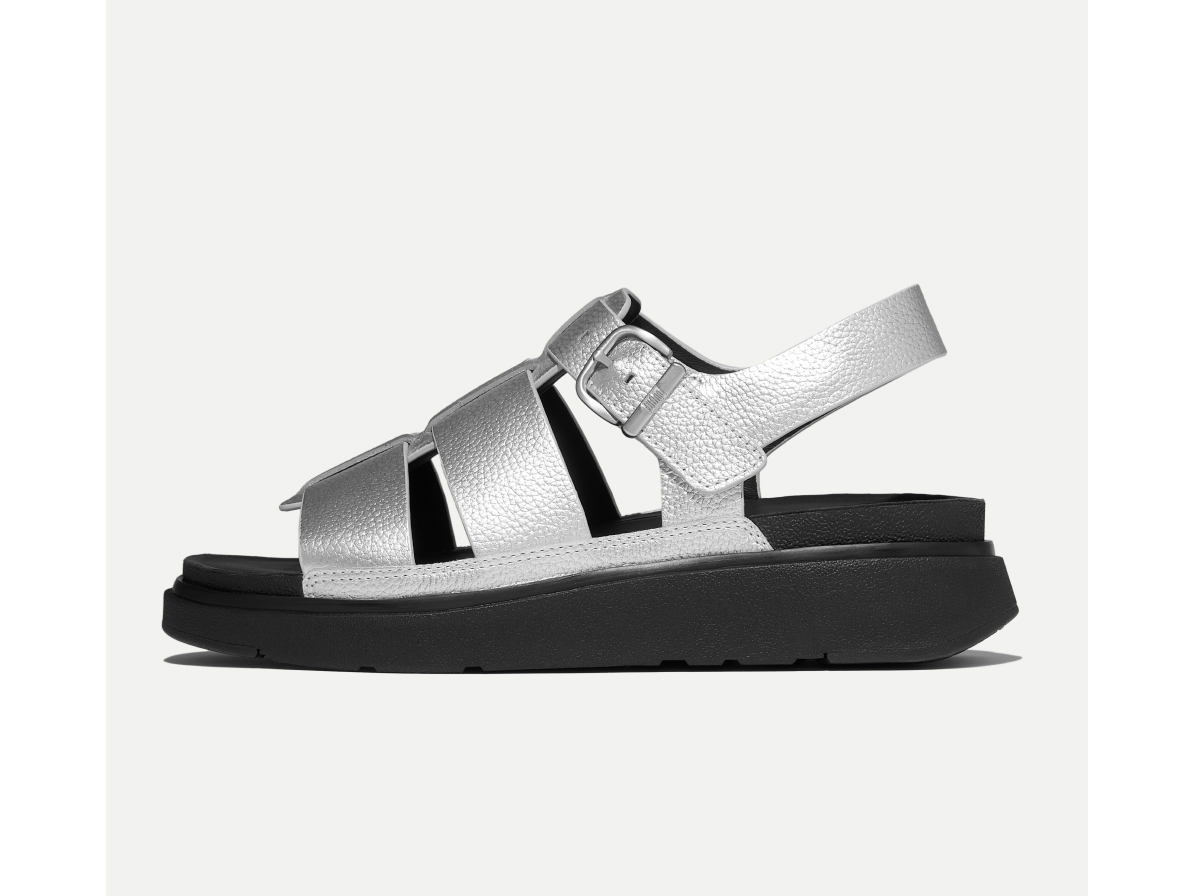GEN-FF Metallic Tumbled-Leather Fisherman Sandals