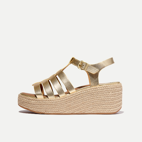 PLATFFORMS Espadrille Leather Fisherman Wedge Sandals