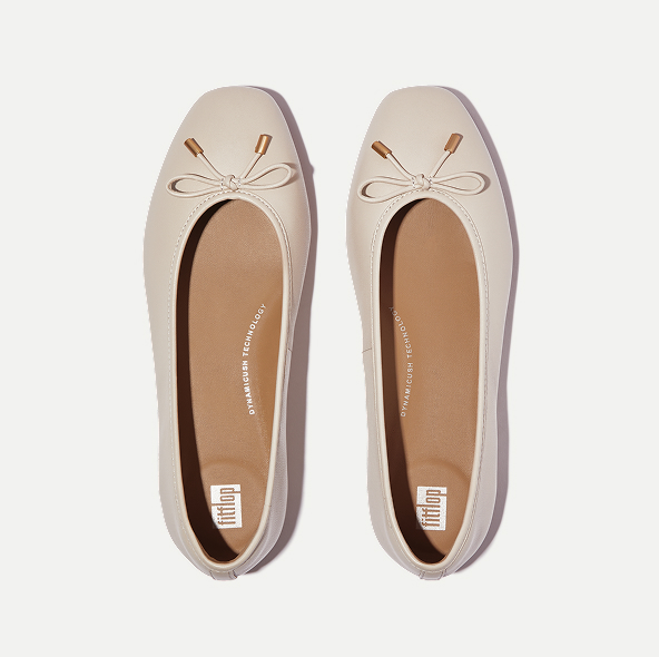 DELICATO Bow Soft Leather Ballerinas Paris Beige Image