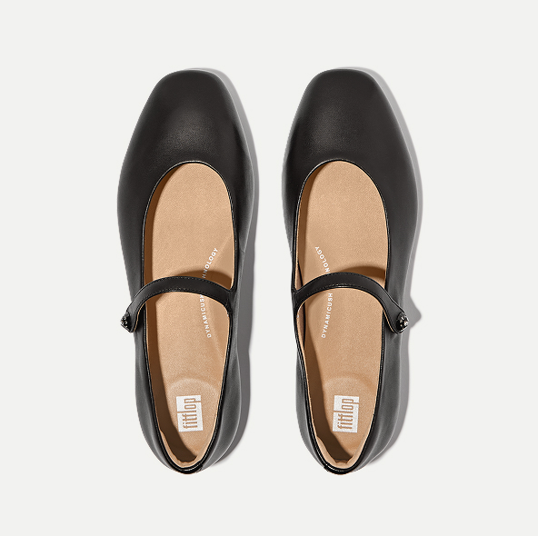 DELICATO Crystal-Cluster Metallic-Leather Mary Janes Black Image