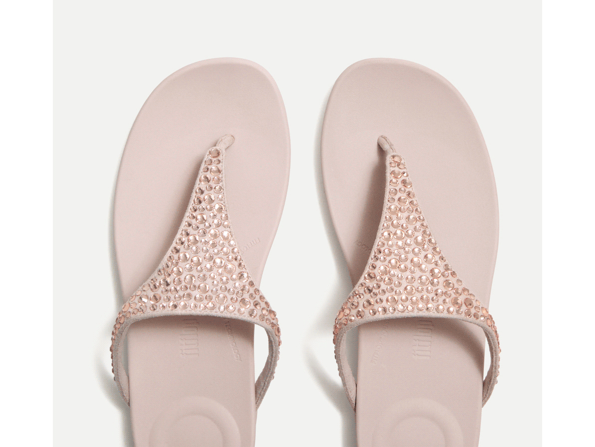 SOLAY Mixed-Crystal Toe-Post Sandals GIF