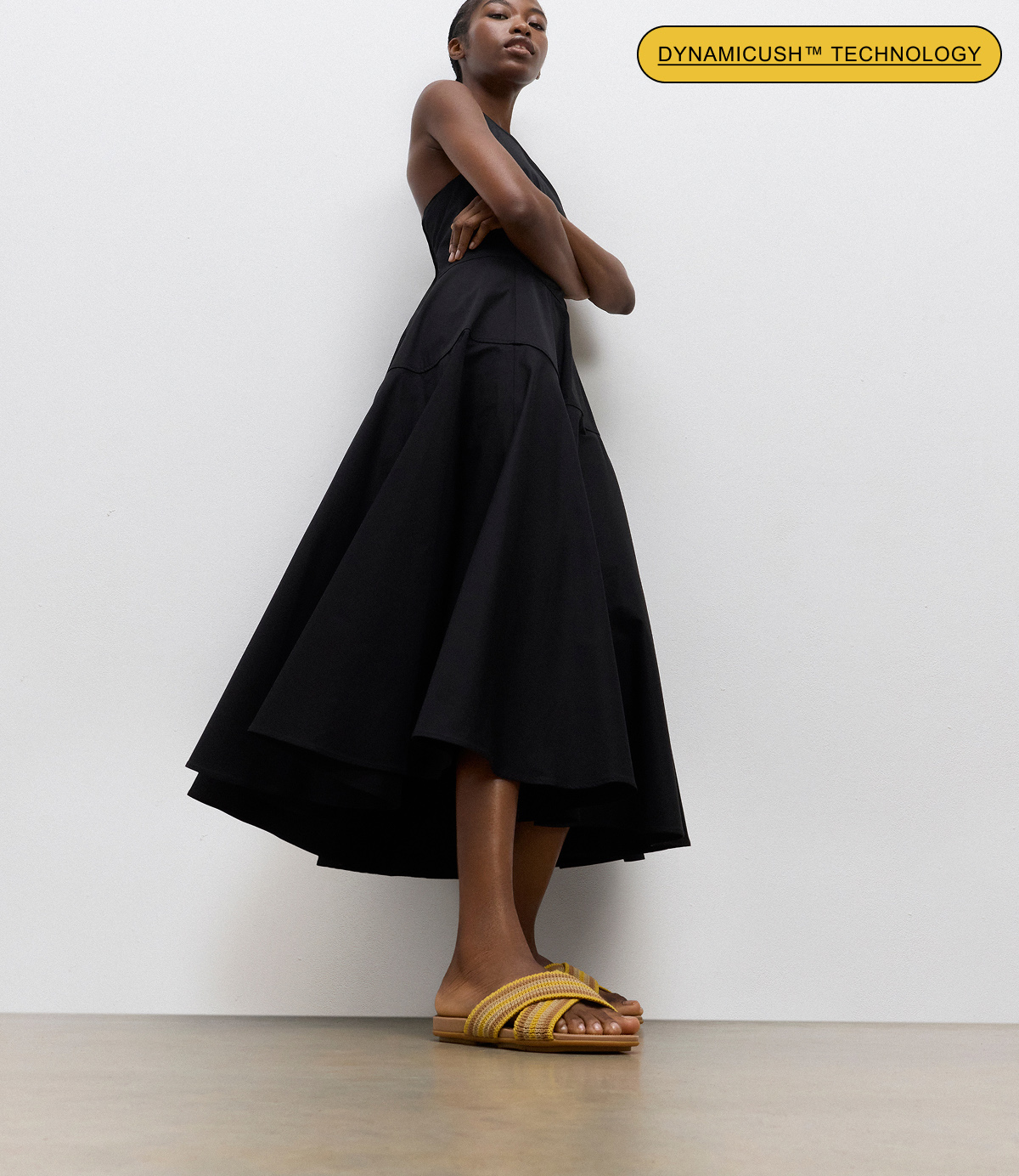 GRACIE Stripe-Webbing Cross Slides Turmeric