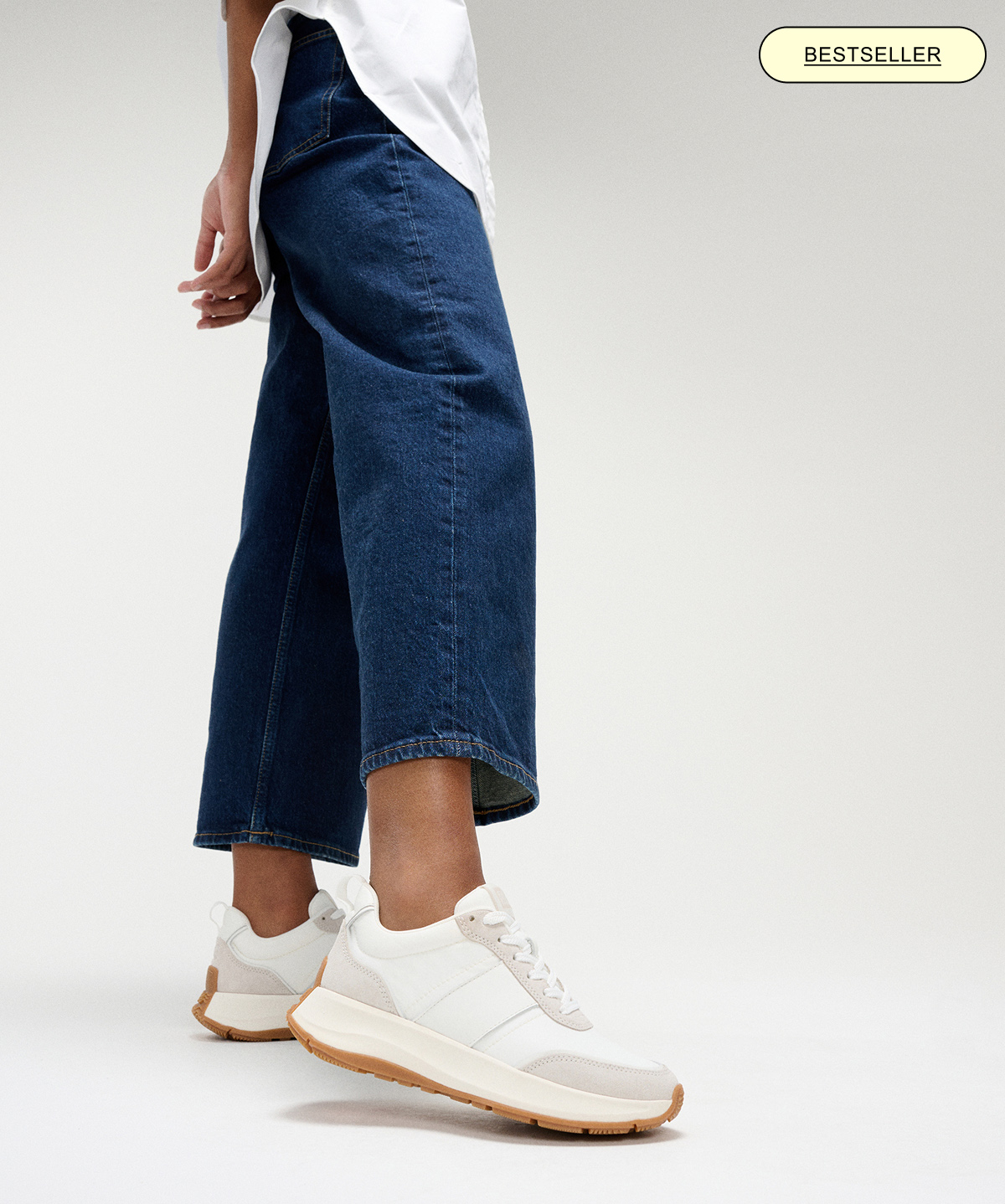 F-MODE Flow Fabric/Suede/Leather Flatform Trainers White