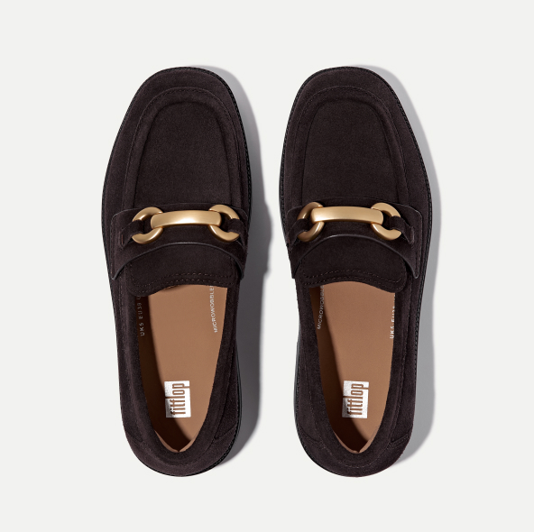 F-Luma Chunky-Snaffle Suede Demi-Wedge Loafers