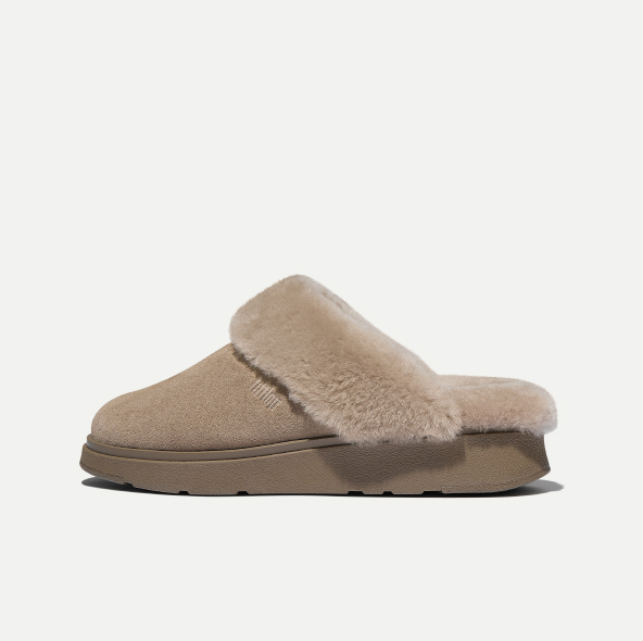 GEN-FF Shearling-Collar Suede Slippers