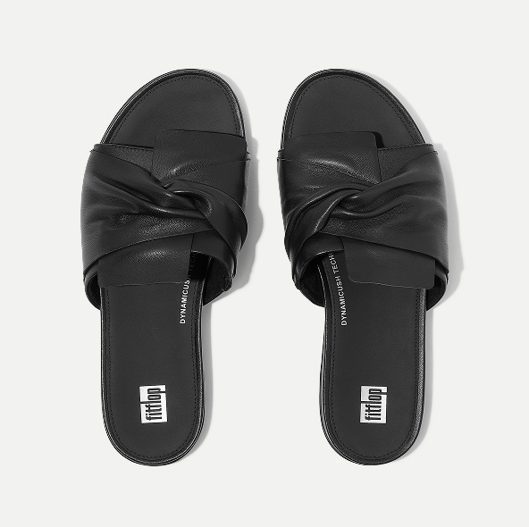 GRACIE Soft-Twist Leather Slides All Black Image