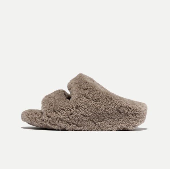 SHUV Curly-Shearling Two-Bar Slides