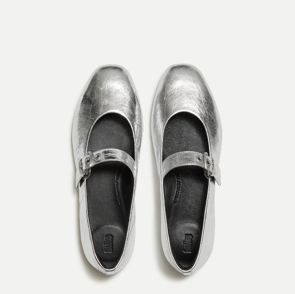 DELICATO Leather Mary Janes - Silver