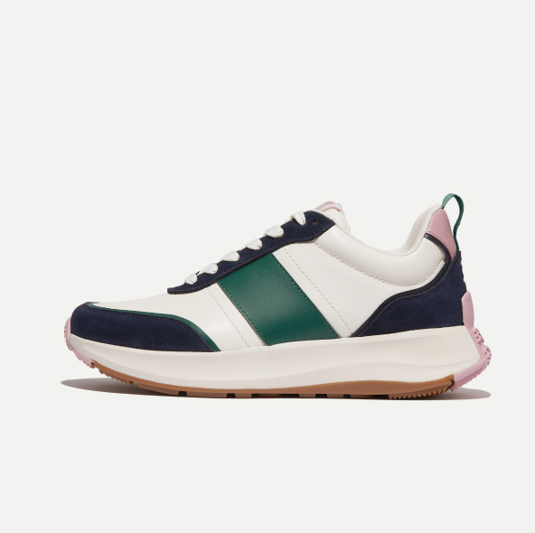 F-MODE Flow Fabric/Suede/Leather Flatform Sneakers Navy Mix Image