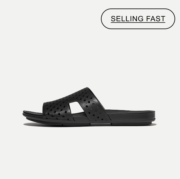 GRACIE Perf-Leather H-Bar Slides Black