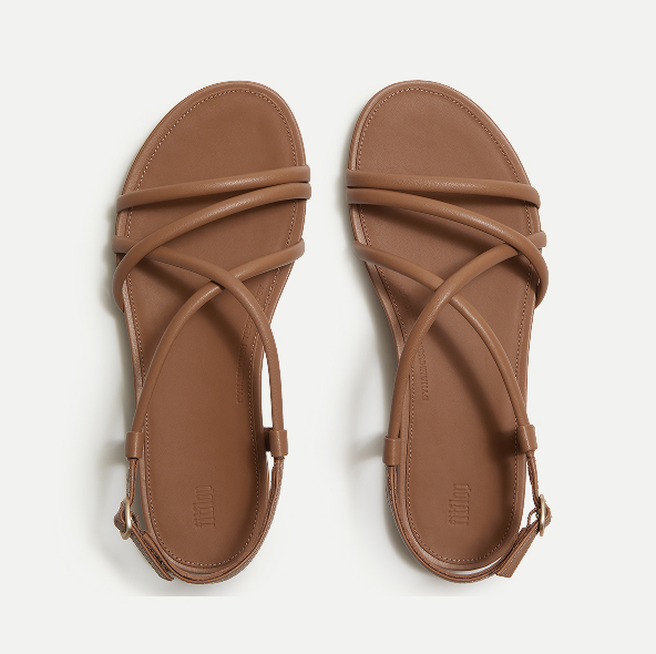 GRACIE Leather Strappy Back-Strap Sandals Tan