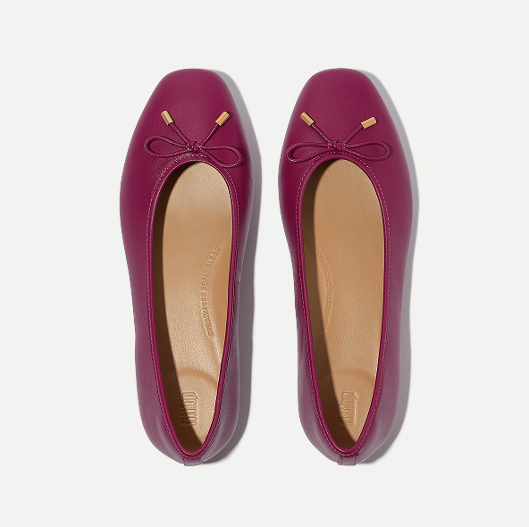 DELICATO Bow Soft Leather Ballerinas Ruby Image