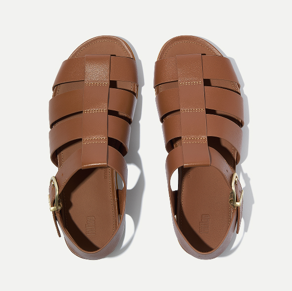 GRACIE Leather Fisherman Sandals Deep Tan