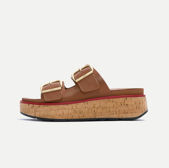 GEN-FF Max Buckle Leather/Cork Back-Strap Sandals Tan 