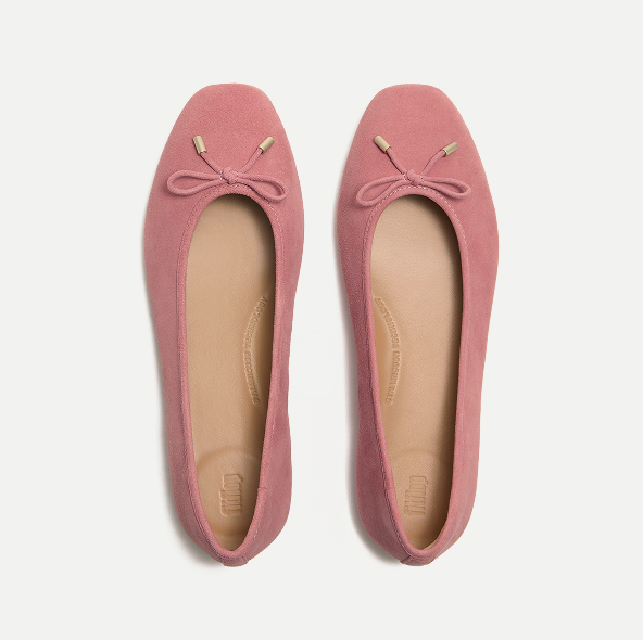 DELICATO Bow Suede Ballerinas Rust Rose