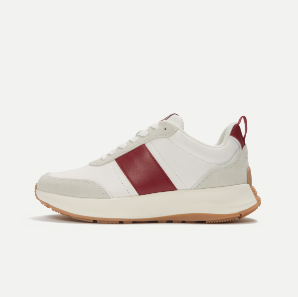 F-MODE Flow Fabric/Suede Trainers White/Berry