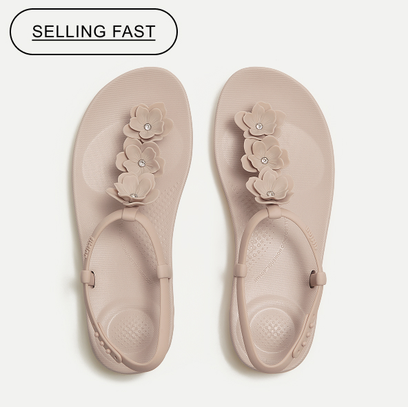 IQUSHION Splash Flower T-Bar Sandals Warm Rose