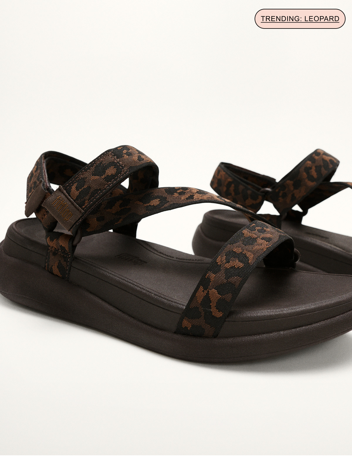 F-MODE Go Leopard Adjustable Webbing Z-Strap Sandals