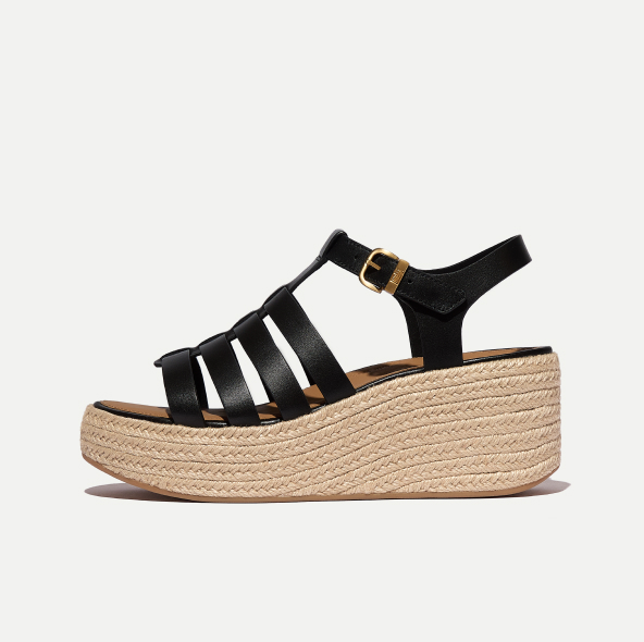 PLATFFORMS Espadrille Leather Fisherman Wedge Sandals