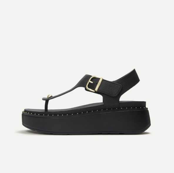 GEN-FF Max Buckle Tumbled-Leather Toe-Post Sandals