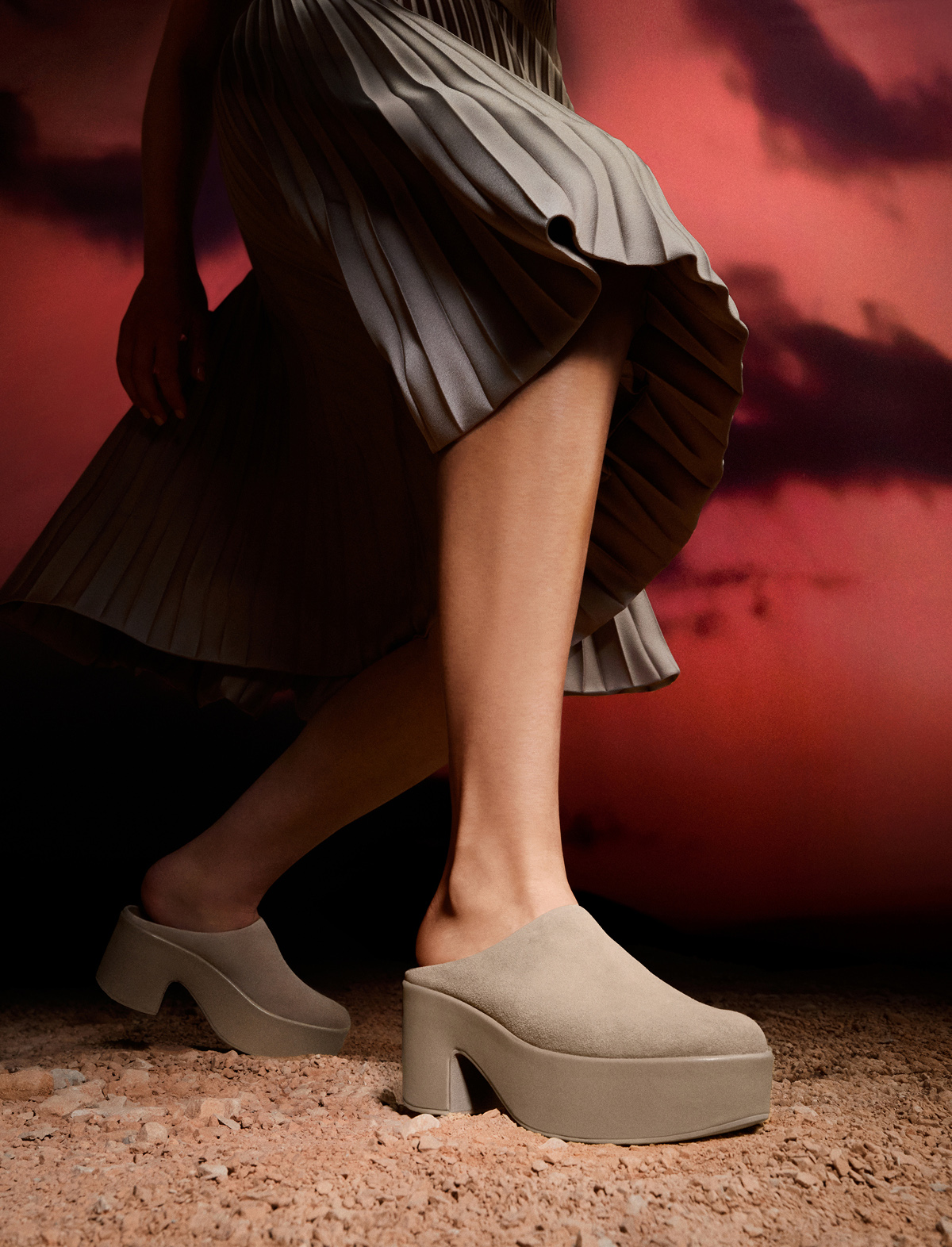 PLATFFORMS Suede Heeled Mules Image