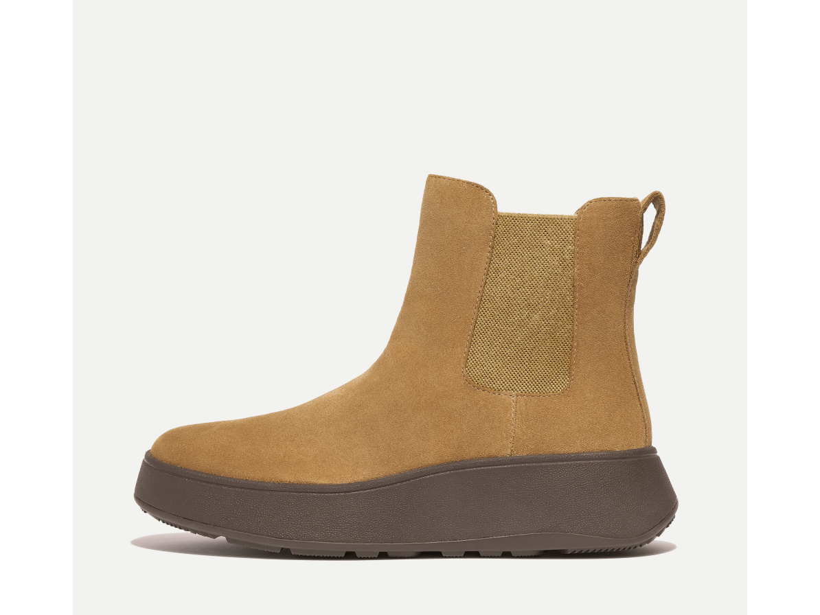 F-Mode Suede Flatform Chelsea Boots (Textured Elastic) Image