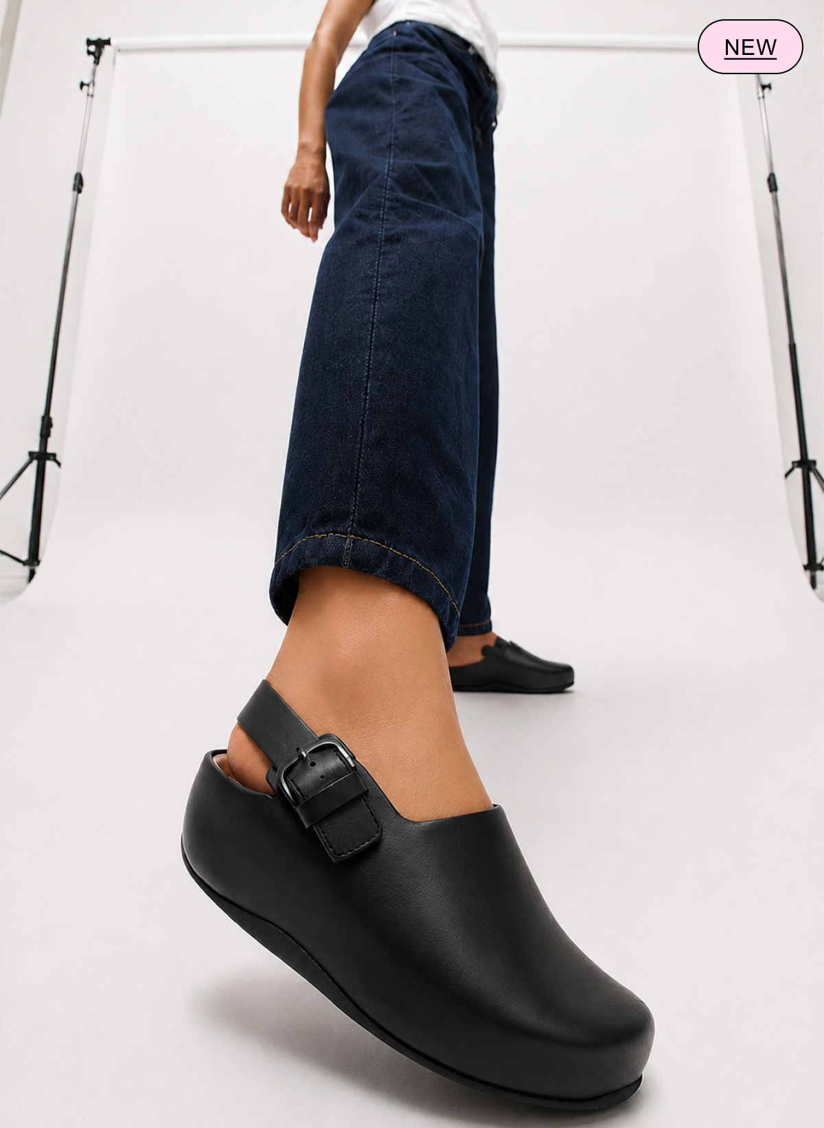 SHUV Leather Back-Strap Mules - Black