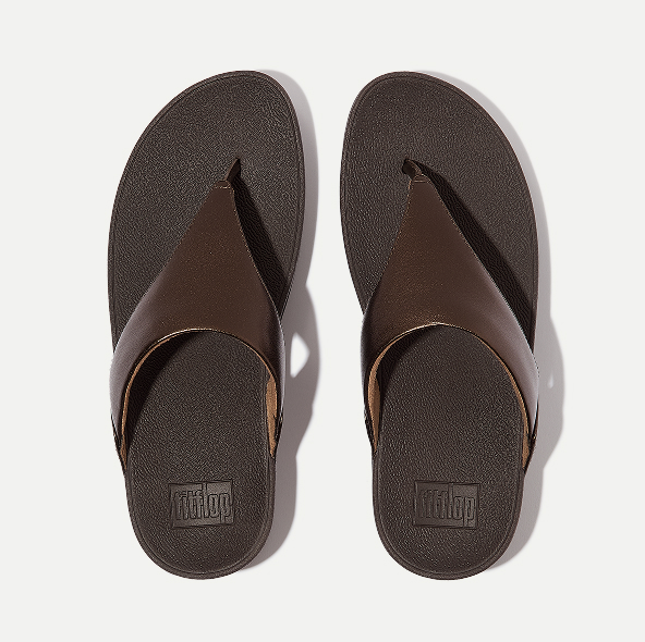 LULU Metallic-Leather Toe-Post Sandals Summer Bronze Image