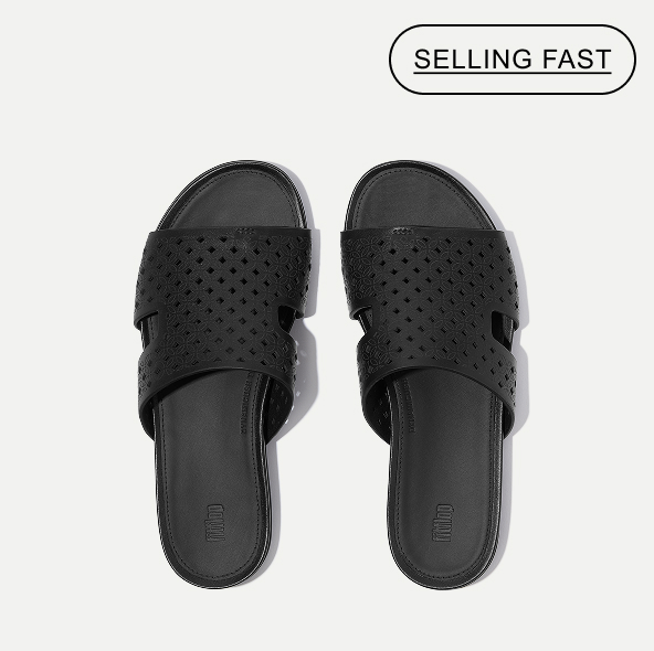 GRACIE Perf-Leather H-Bar Slides - All Blacl