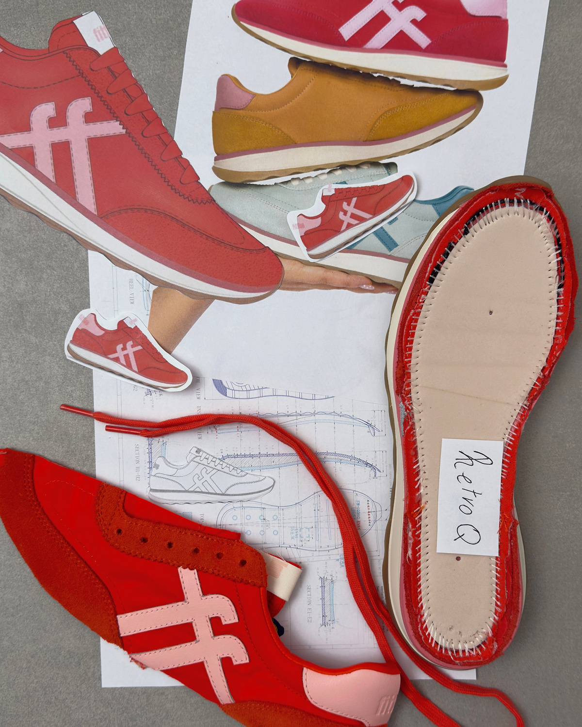 RETRO-Q Fabric/Suede Trainers