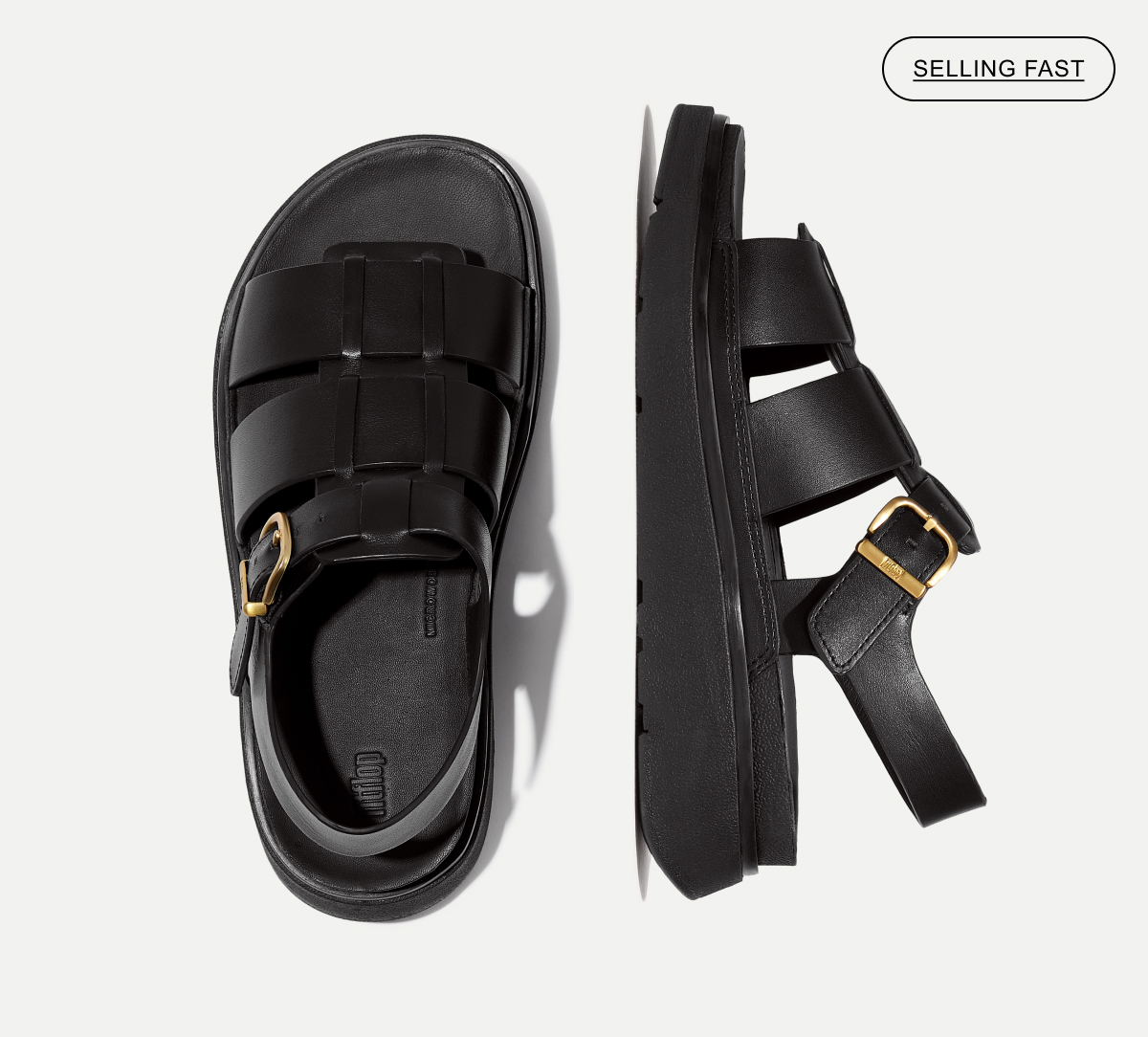 GEN-FF Leather Fisherman Sandals All Black