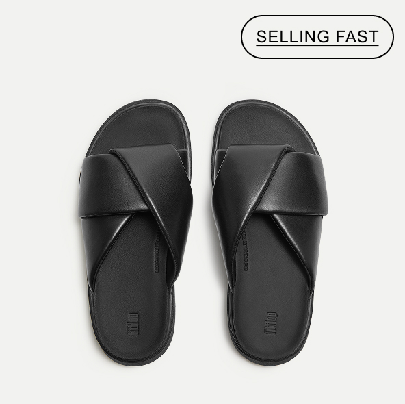 GEN-FF Folded-Leather Slides - All Black