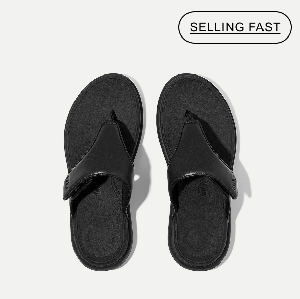 F-MODE GO Adjustable Toe-Post Sandals - All Black
