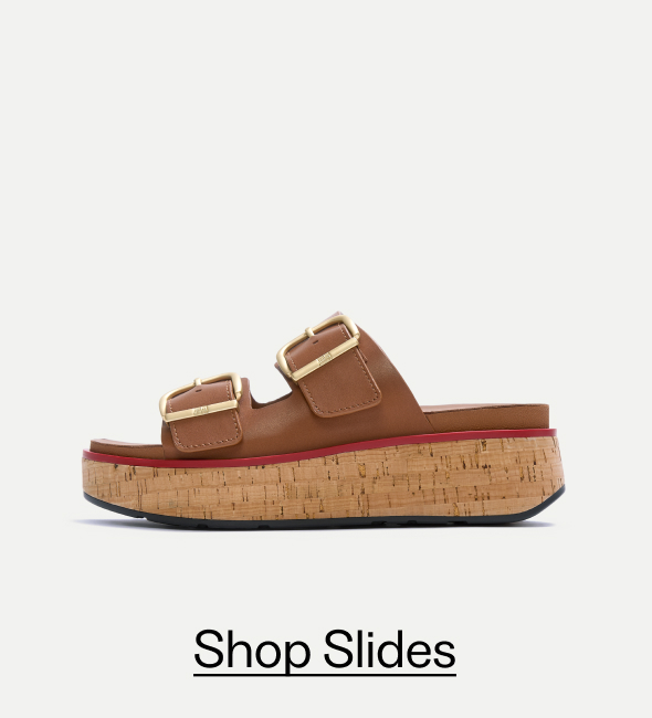 GEN-FF Max Buckle Leather/Cork Two-Bar Slides - Deep Tan