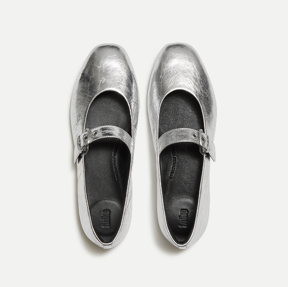 DELICATO Leather Mary Janes - Silver
