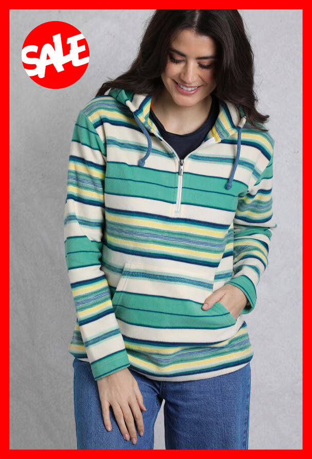 Lana 1/4 Zip Stripe Microfleece Hoodie