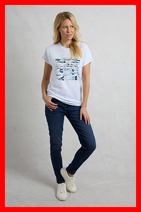 Beach Run Organic Cotton Graphic T-Shirt White
