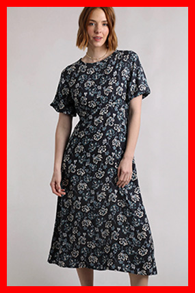 Everly LivaEco™ Printed Viscose Dress Black Iris