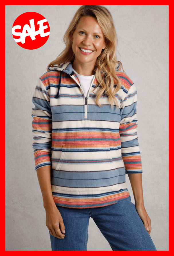 Lana 1/4 Zip Stripe Microfleece Hoodie
